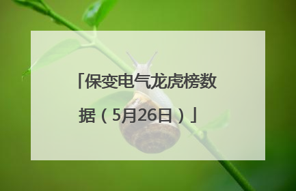 保变电气龙虎榜数据（5月26日）